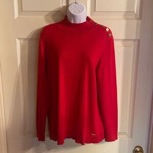 Calvin Klein Red Button-Shoulder Sweater